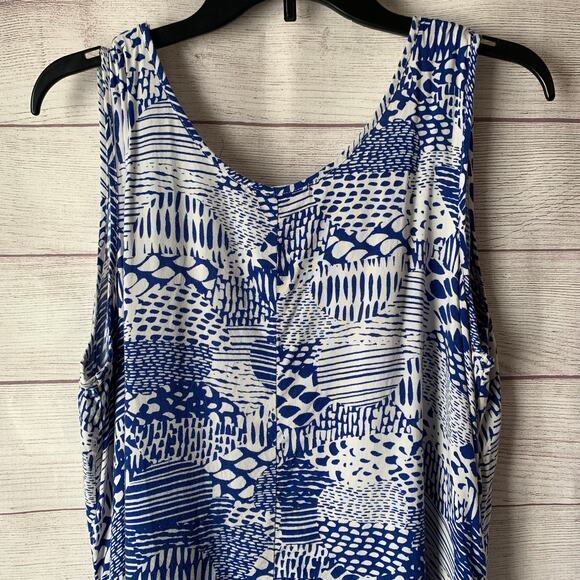 Woman Within Blue and White Tank Top Handkerchief Hem Blouse Size 18W - Picture 7 of 16